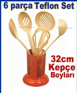 6 Parça Yapışmaz Teflon Kepçe Kevgir Seti