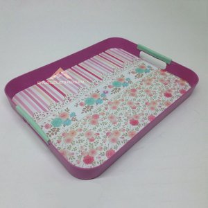 Desenli Dikdörtgen Servis Tepsisi 38x28cm Ebatında Tepsi Şık Tasarım Plastik Sunum Tepsisi