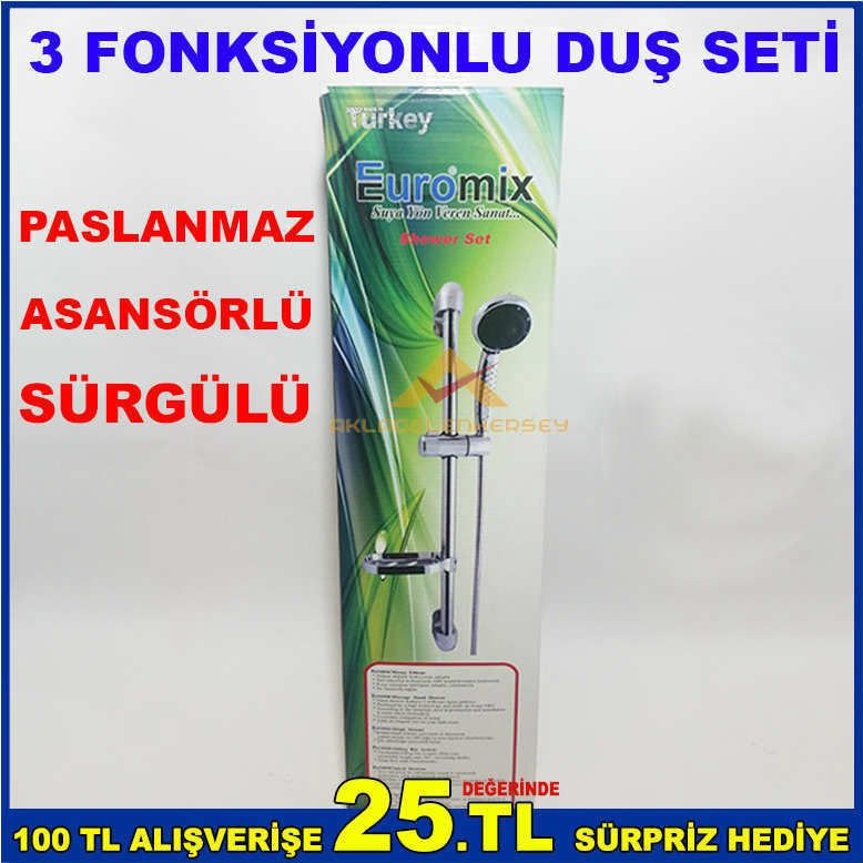 FULL PASLANMAZ ÇELİK SÜRGÜLÜ ASANSÖRLÜ 3 FONKSİYONLU DUŞ SETİ