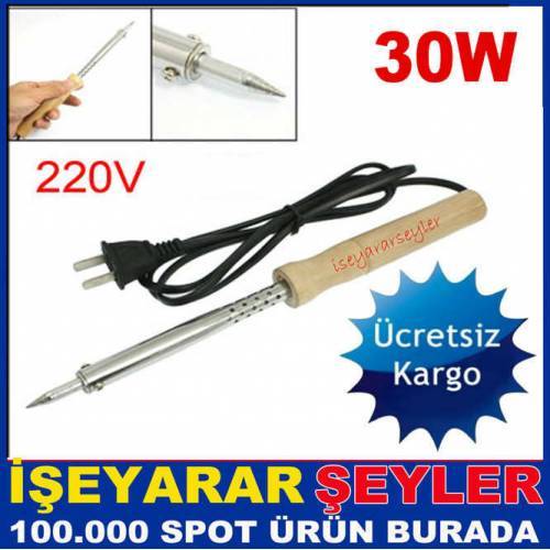 Kalem havya ahşap saplı elektrikli lehim makinesi 30W kalem havya klasik elektronik tamirci havyası