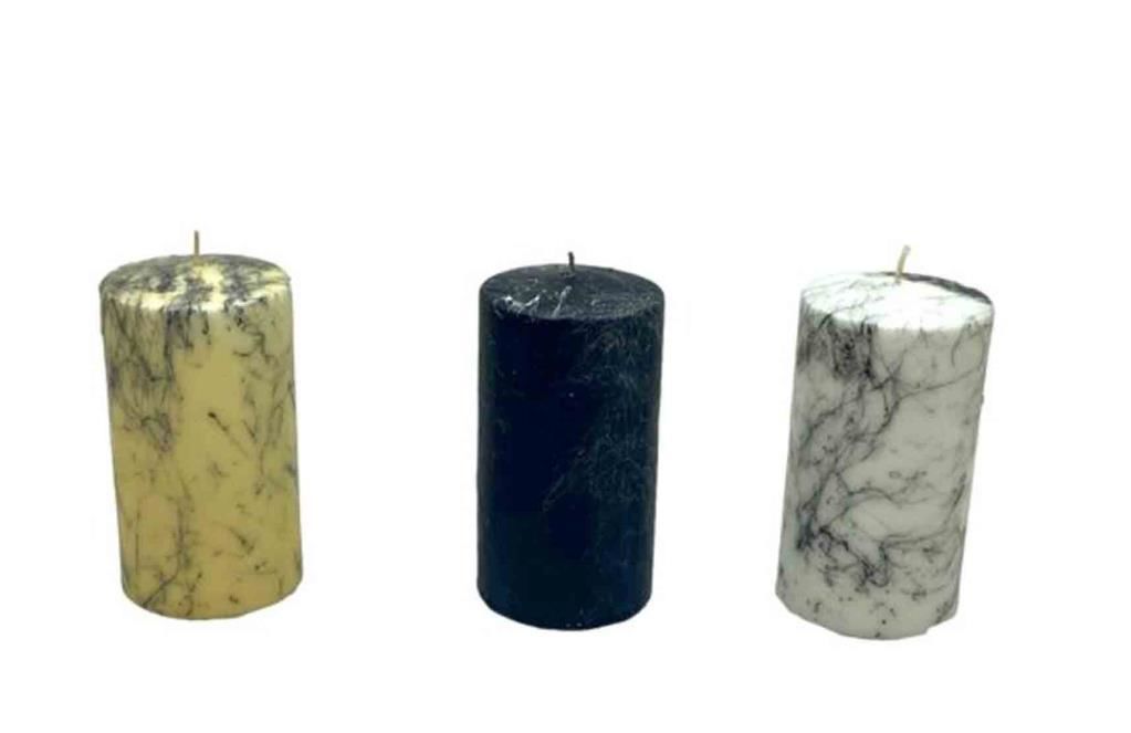 Orta Boy Mermer Desenli Dekoratif Mum