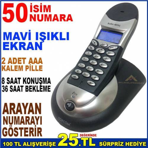 Arayan Numarayı Gösteren Dijital Deck Telsiz Telefon Handsfree Mavi Işıklı Ekranlı Kablosuz Telefon