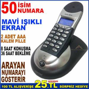 Arayan Numarayı Gösteren Dijital Deck Telsiz Telefon Handsfree Mavi Işıklı Ekranlı Kablosuz Telefon