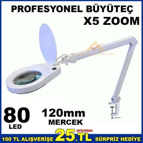 80 Led Aydınlatmalı Masaüstü Kullanım X5 Büyüteç