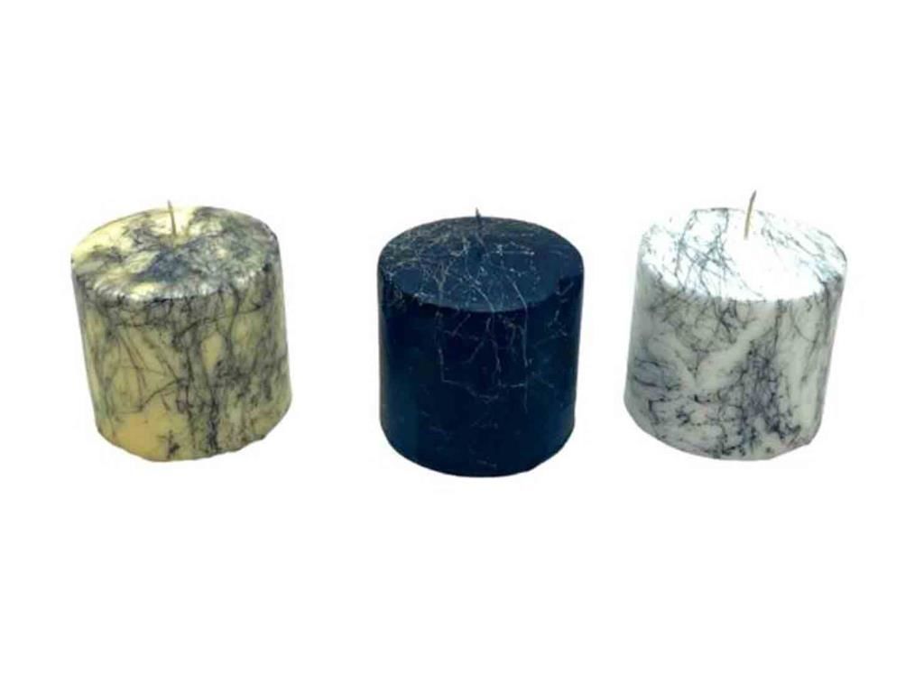 Küçük Boy Mermer Desenli Dekoratif Mum