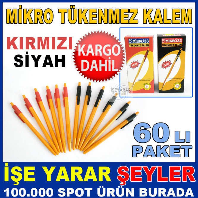 MİKRO 33 60 ADET EKONOMİK TÜKENMEZ KALEM SETİ KD