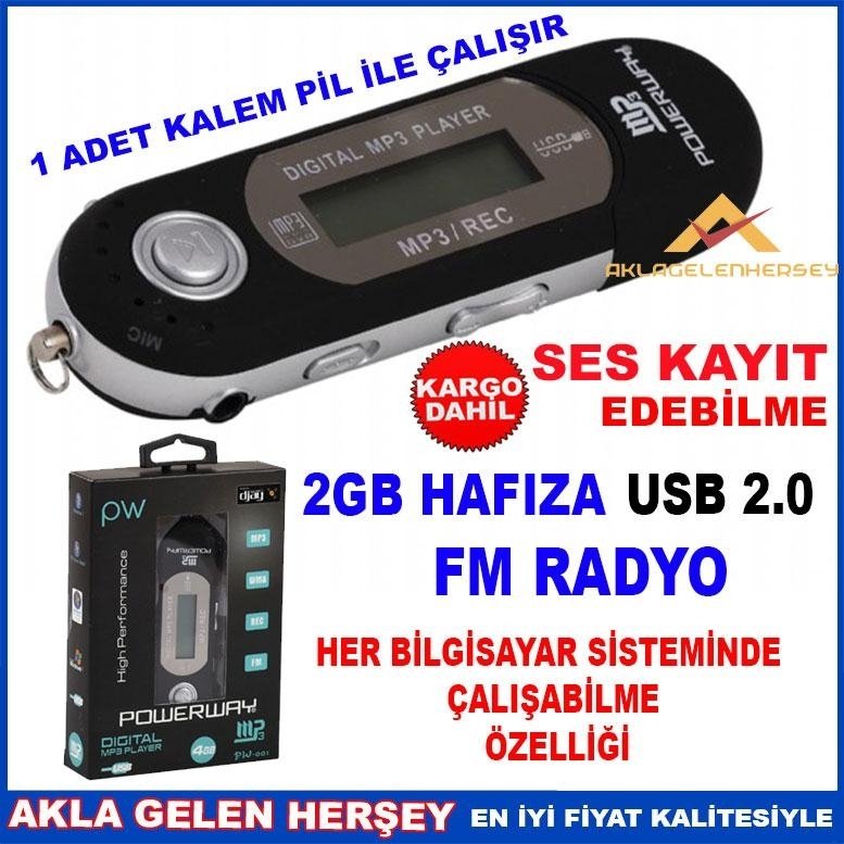 POWERWAY 2GB PİLLİ RADYOLU KULAKLIKLI MP3 ÇALAR