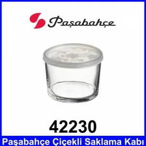 Paşabahçe 42230 Çiçek Desenli Kapaklı Saklama Kabı Kaliteli Cam 