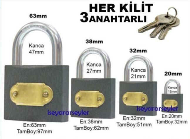 32mm GÖVDELİ ÇELİK ASMA KİLİT VALİZ DOLAP KAPI
