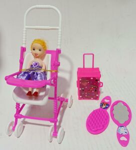 Benim Güzel Pusetim 5 Parça Plastik Oyuncak Set Bebek Tarak Ayna