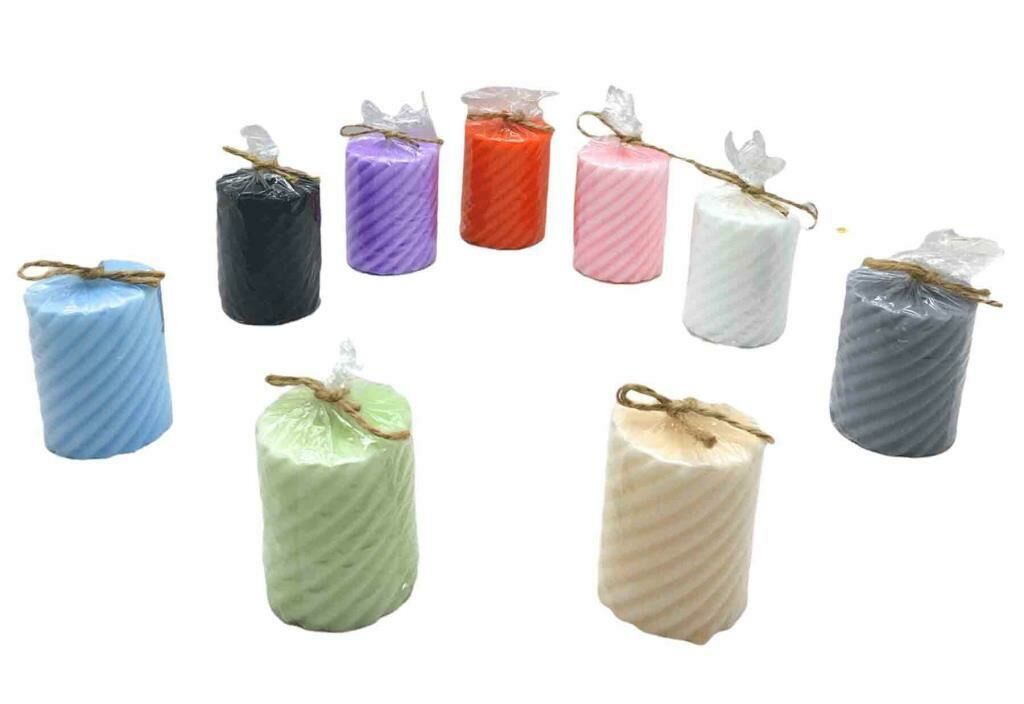 Burgu Desenli Silindir Kokulu Dekoratif Mum