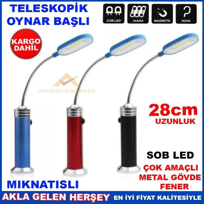 COB LED MIKNATISLI METAL GÖVDELİ OYNAR BAŞLI ÇOK AMAÇLI FENER