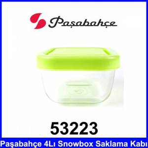 Paşabahçe 53223 4Lü Snowbox Saklama Kabı Kaliteli Cam Ürün Pratik Kapak Şık Tasarım