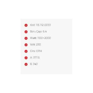 1100+2000W Fırın Rezistansı 220V Yerli Üretim Sağlam Ve Kaliteli 