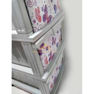 Büyük Boy 4 Çekmeceli Kelebek Desenli Komidin