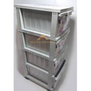 Büyük Boy 4 Çekmeceli Kelebek Desenli Komidin