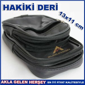 KEMERE TAKILAN 3 CEPLİ HAKİKİ DERİ BEL ÇANTASI