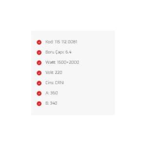 200+1500W Fırın Rezistansı 220V 360x340mm Yerli Üretim Sağlam 