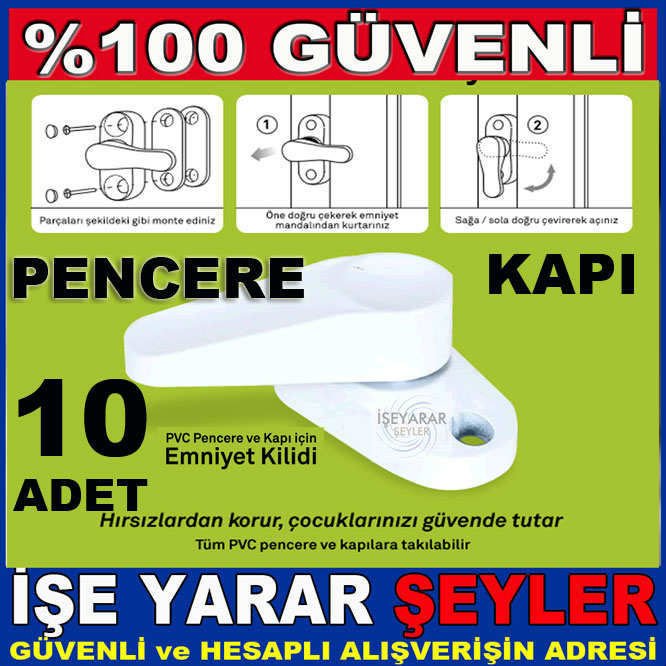 10 ADET PVC PENCERE KİLİDİ PİMAPEN ÇOCUK KİLİDİ