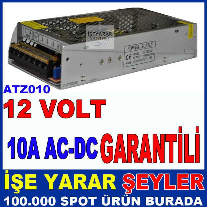 GARANTİLİ 12V 10A AC-DC İÇ-DIŞ MEKAN LED ADAPTÖR