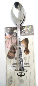 E&K Home Paslanmaz Çelik 6 Adet Dekorlu Çay Kaşığı B-