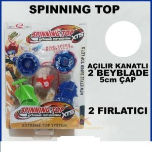 Spınnıng Top 2 Fırlatıcılı Açılabilir Kanatlı 2 Adet Beyblade Oyuncak Seti