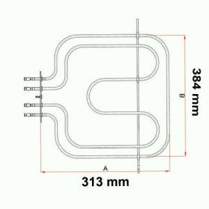 1500+1000W Fırın Rezistans 220V 356x240mm Yerli Üretim Sağlam 