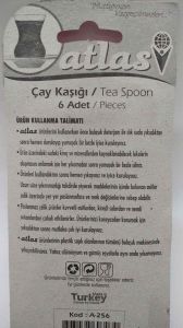 ATLAS Paslanmaz Çelik 6adet Çay Kaşığı B-4