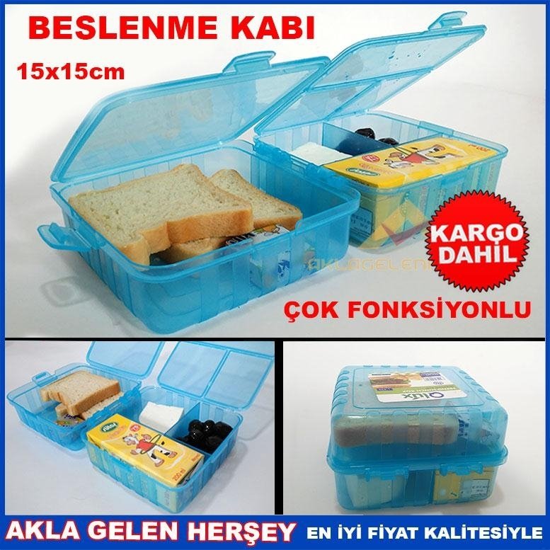 ÇOK FONKSİYONLU BESLENME KABI PRATİK BESLENME KUTUSU MAVİ