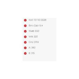 Ampül Tipi Fırın Rezistans 220V 356x240mm Yerli Üretim Sağlam