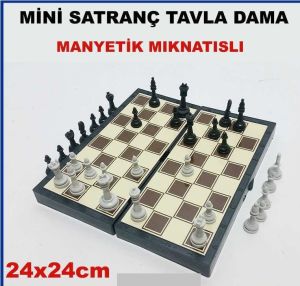 Mini Manyetik Mıknatıslı Satranç Tavla Dama Seti