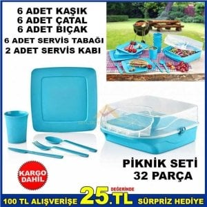 GOLDEX ÖZEL TAŞIMA ÇANTALI 32PARÇA PİKNİK SETİ 6 KİŞİLİK TAM SET
