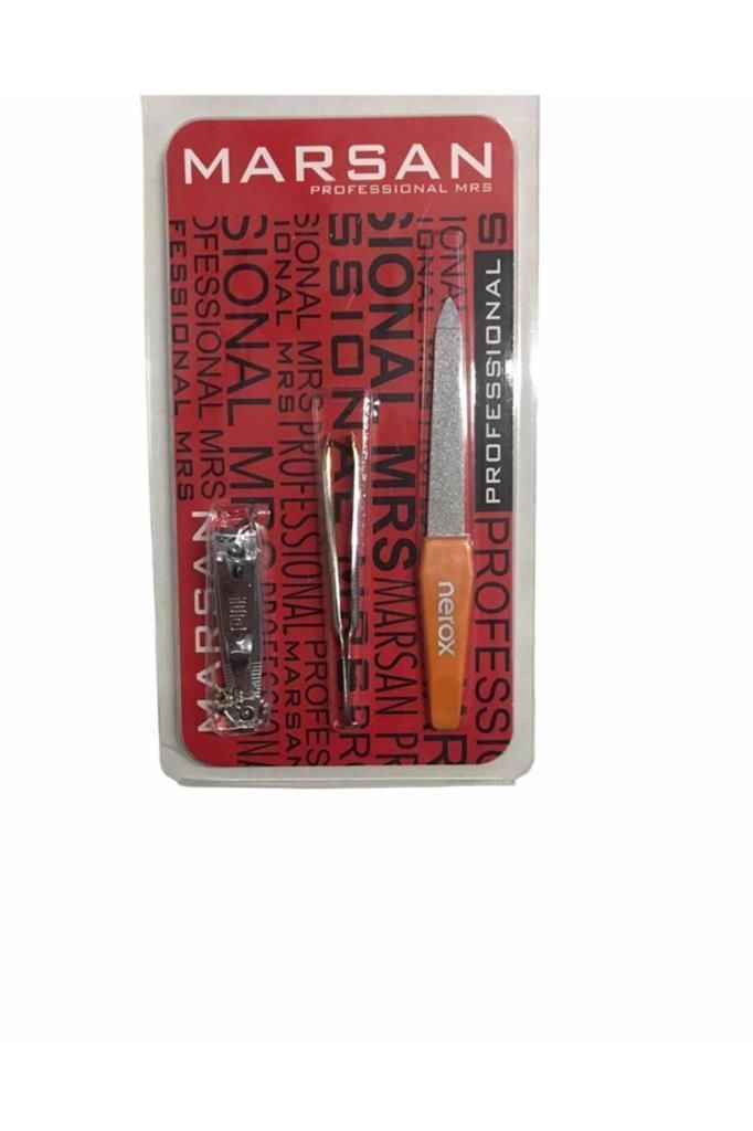 Marsan Kozmetik Bakım Seti (Tırnak Makası - Cımbız - Törpü ) 3'lü Set