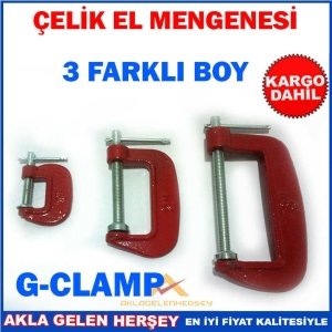 ÇELİK SIKIŞTIRMA MENGENESİ 3 FARKLI BOYDA 3 ADET ÇELİK MENGENE
