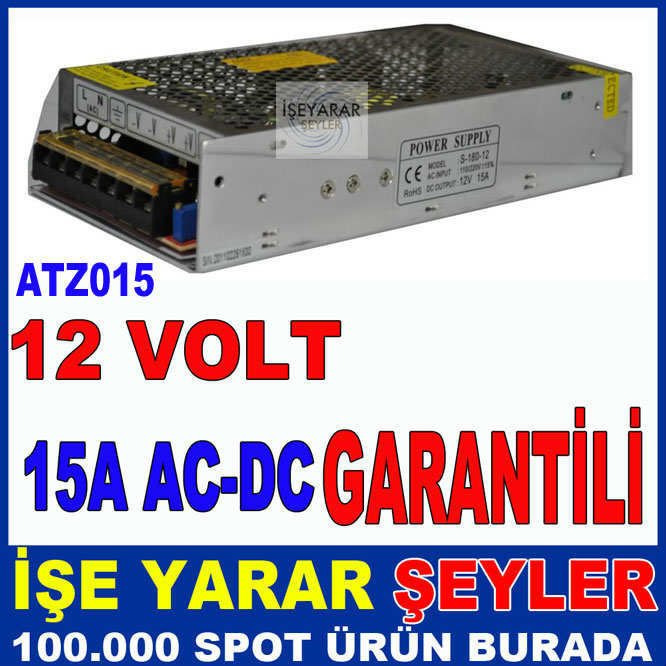 12V 15A AC-DC İÇ ve DIŞ MEKAN ŞERİT LED ADAPTÖRÜ