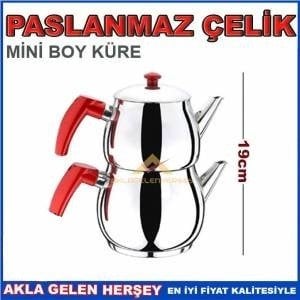 UYGUN FİYATLI KALİTELİ ÇAYDANLIK TAKIMI KÜRE MODEL PASLANMAZ ÇELİK MİNİ BOY ÇAYDANLIK