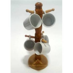 AHŞAP GÖVDELİ 6 KANCALI KUPA ve FİNCAN ASKISI