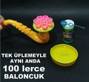 EĞLENCELİ BALONCUK SAKSAFONU,TEK ÜFLEMEDE YÜZLERCE BALONCUK