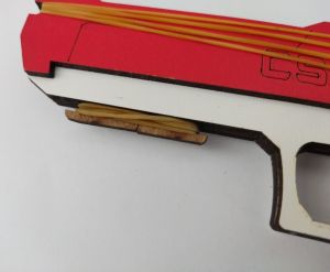 Para Lastiği Atan Otomatik Oyuncak Ahşap Tabanca 20 Lastik Hediye Sağlam ve Zararsız Çocuk Oyuncağı