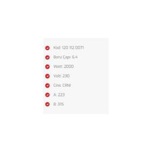 2000W Barbekü Rezistansı 230V 315x223mm Yerli Üretim 