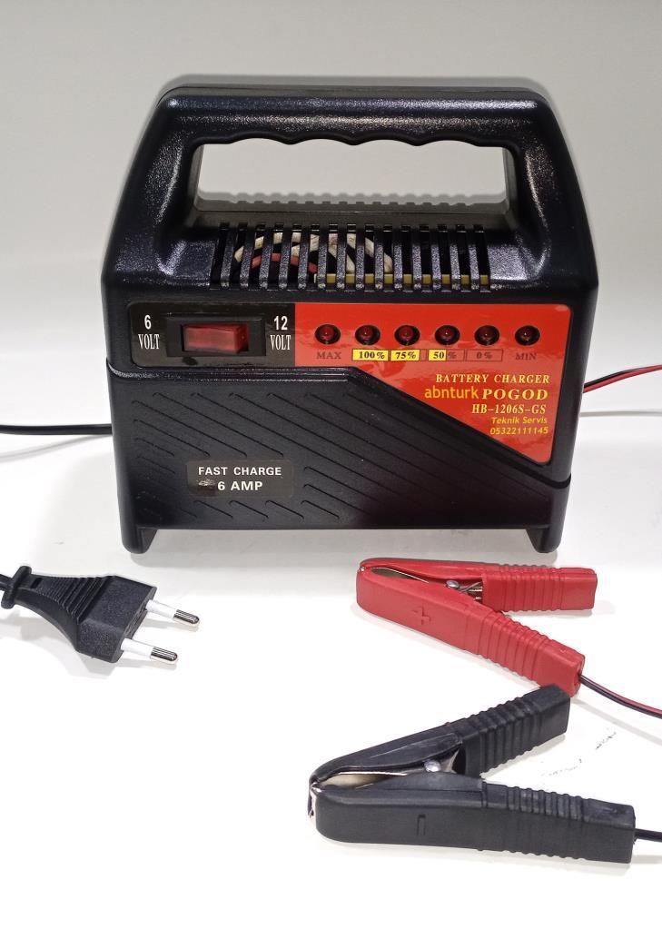 Araba Motorsiklet Akü Şarj Aleti 6V 12V Aküler için 6 Amper Doluluk Seviye Göstergeli Akü Şarj Cihazı