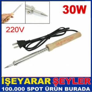 Ahşap Saplı Elektrikli Lehim Makinesi İnce Uçlu Isınmayan Özel Ahşap Saplı 30w Kalem Havya Lehimleme