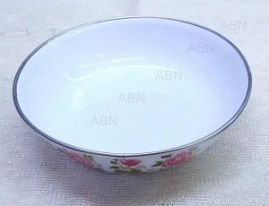 ÇİÇEK DESENLİ EMAYE MUHALLEBİ TABAĞI 24cm RETRO EMAYE TABAK
