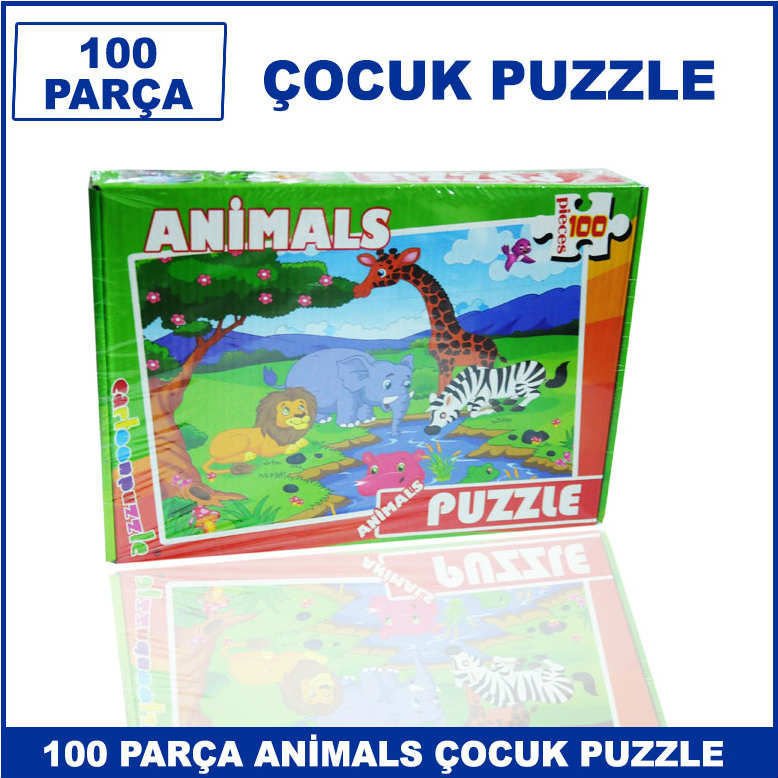 100 Parça Animals Puzzle Çocuklarda Zeka Gelişimine yardımcı Orjinal Lisanslı Çocuk Puzzle