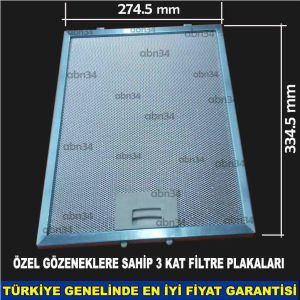 Alüminyum Davlumbaz Filtresi 274,5x334,5mm Ankastre Filtresi 27.4x33,4cm Alüminyum Kartuş Filtre abn