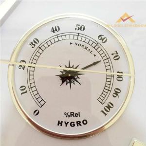 Termometreli nemölçerli Duvar Saati 39cm çaplı metalik gri çerçeveli Büyük boy şık duvar saati