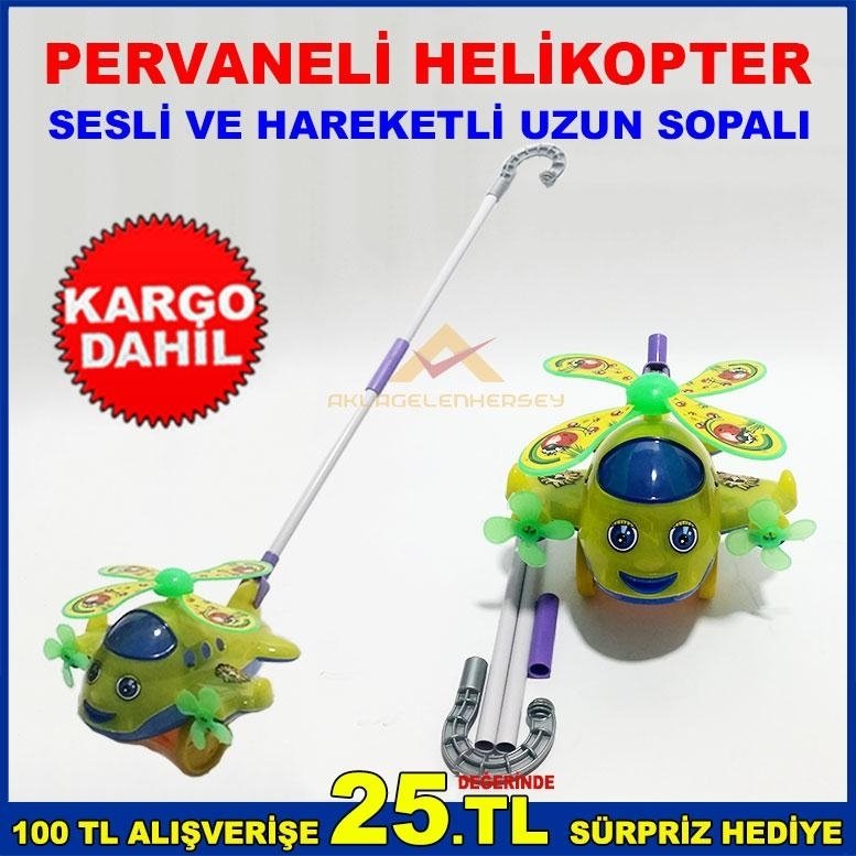 ÇOCUKLAR İÇİN UZUN SOPALI SESLİ VE HAREKETLİ PERVANELİ HELİKOPTER