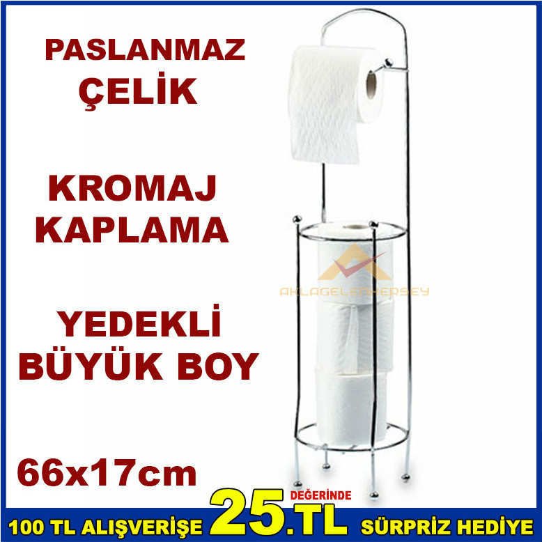 PASLANMAZ ÇELİK KROMAJ KAPLI YEDEKLİ WC KAĞITLIK