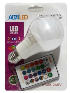 RGB Renk Değiştirebilen 16 Farklı Renkte Kumandalı 7W Led Ampül  Birbirinden Farklı Işık Modları ile