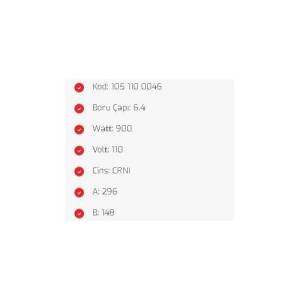 900W Tost Makinesi Rezistansı 110V 296x148mm Yerli Üretim Sağlam